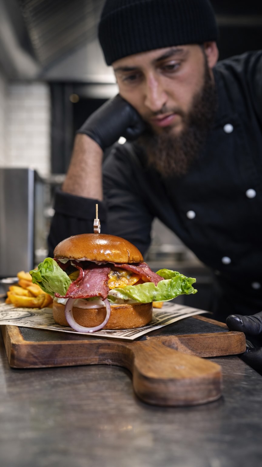 Pastrami Deluxe — handgemachter Burger bei Molly's Wien
